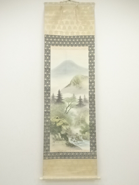 道具 ] - 道具 秋峰筆 彩色山水 肉筆絹本掛軸 | ネットショップ圭